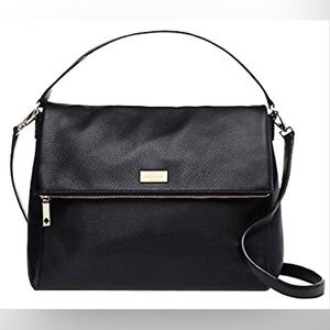 Kate Spade Highland Place Medium Maria Black Pebbled Leather Shoulder Bag